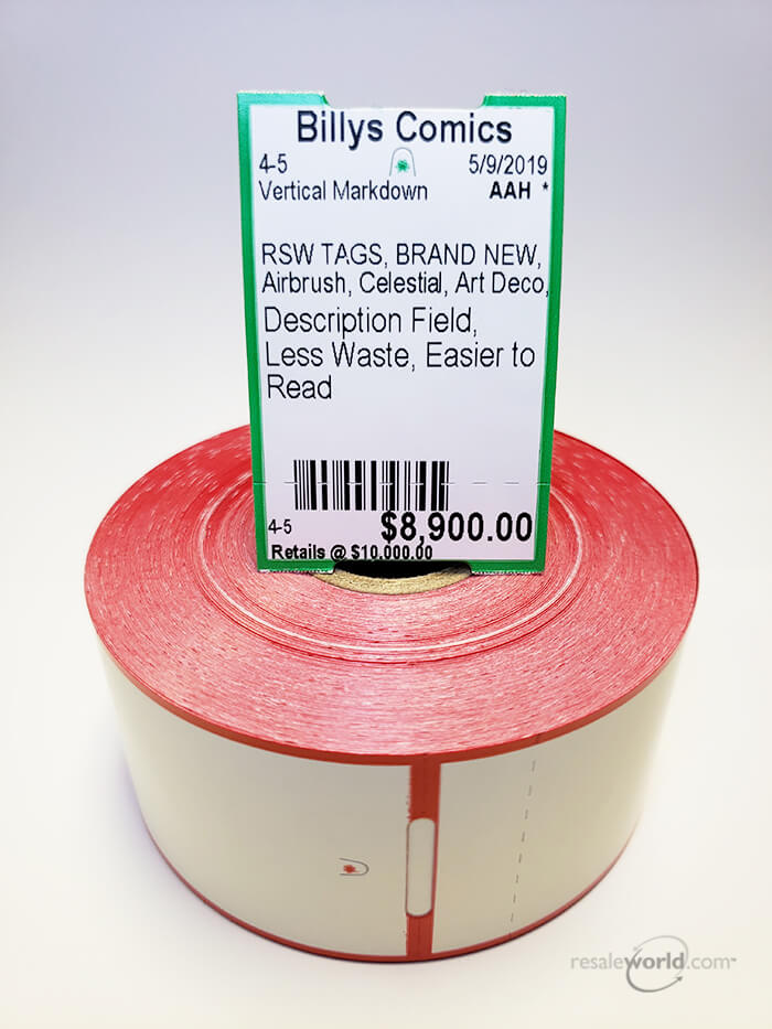 One across wide thermal tag for consignment shops | Resaleworld
