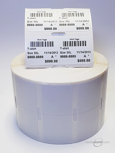 Mini Sticky Thermal Tags, 1" x 2.25", 4 Rolls, 12K count
