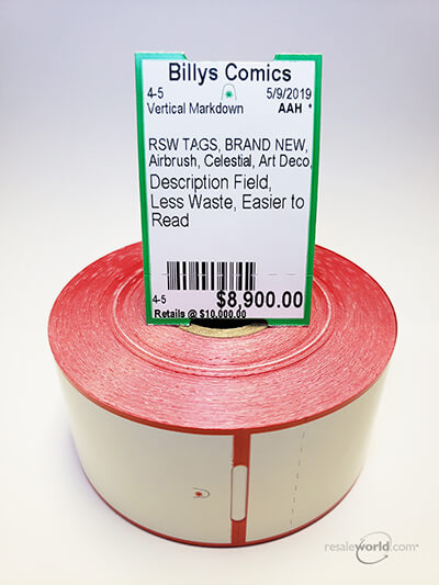 Vertical Thermal Tags With Stub, 1.5625" x 2.375", 8 rolls, 4000 count
