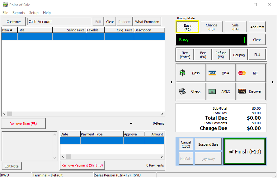 point-of-sale Liberty point of sale module screen