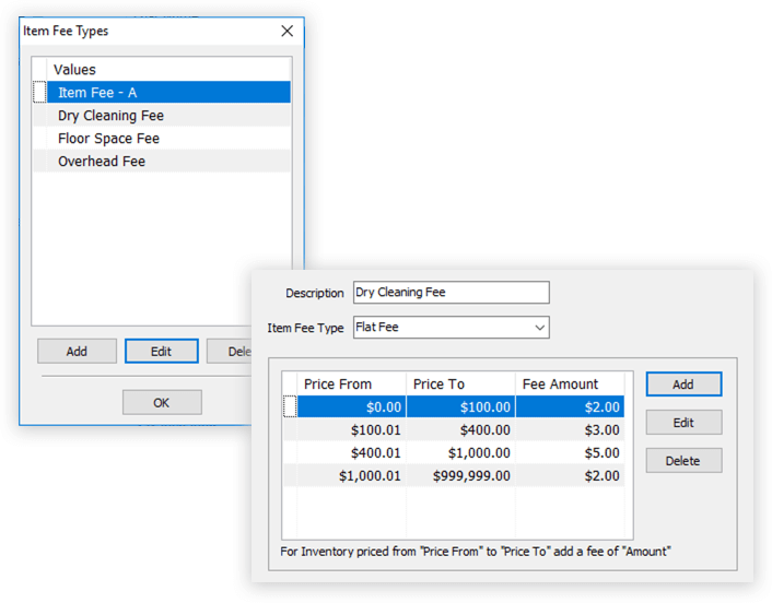 Variable Rate Consignment Item Fees