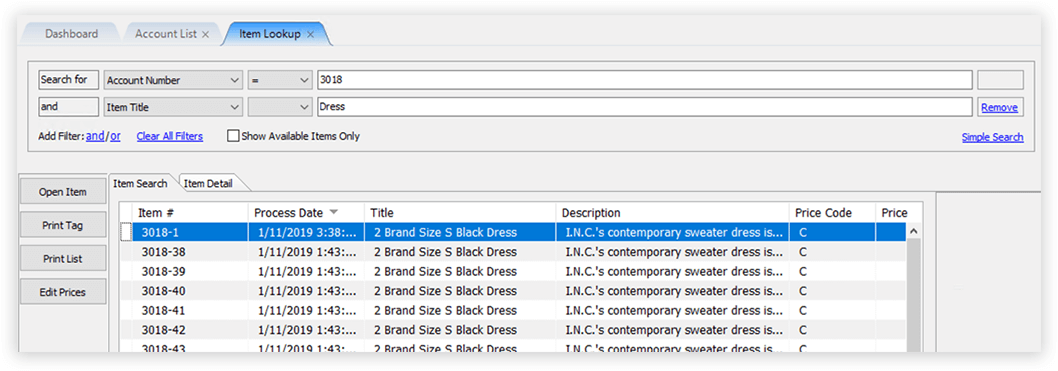 Advanced Account List Search