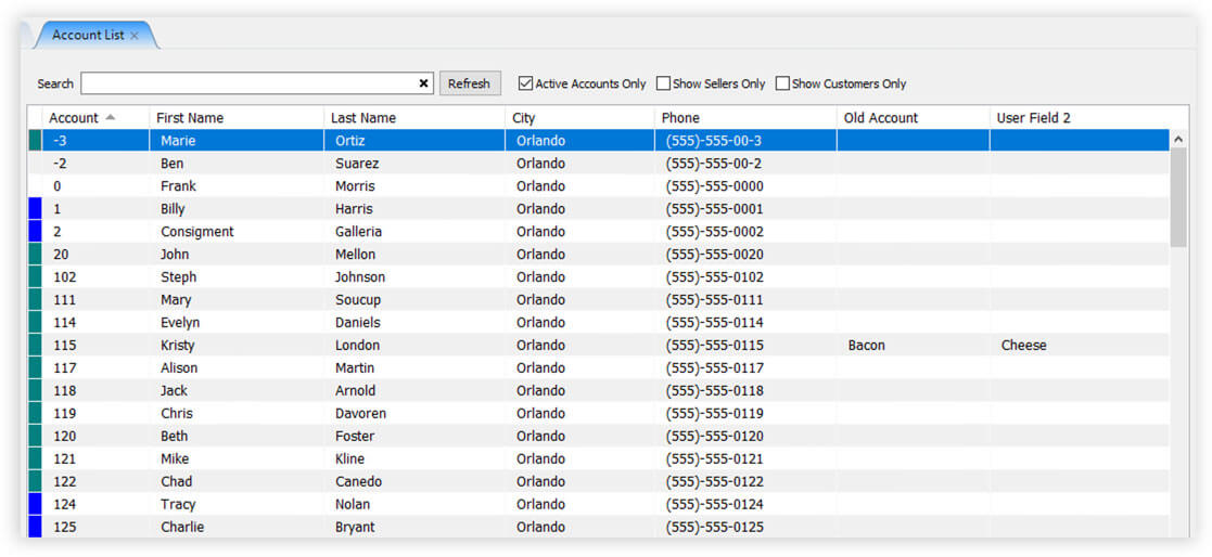 Accounts Screen