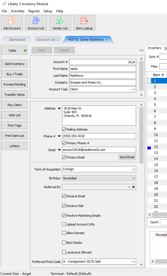 Account Detail Screen