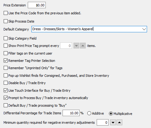 Liberty Maintain Item Entry Options